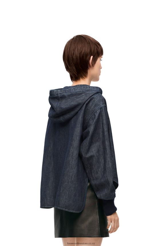 Loewe Women Hooded jacket in denim Indigo LH60R1164