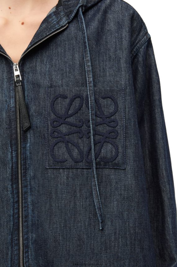 Loewe Women Hooded jacket in denim Indigo LH60R1164
