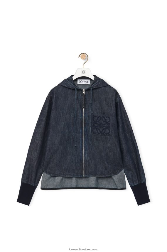 Loewe Women Hooded jacket in denim Indigo LH60R1164