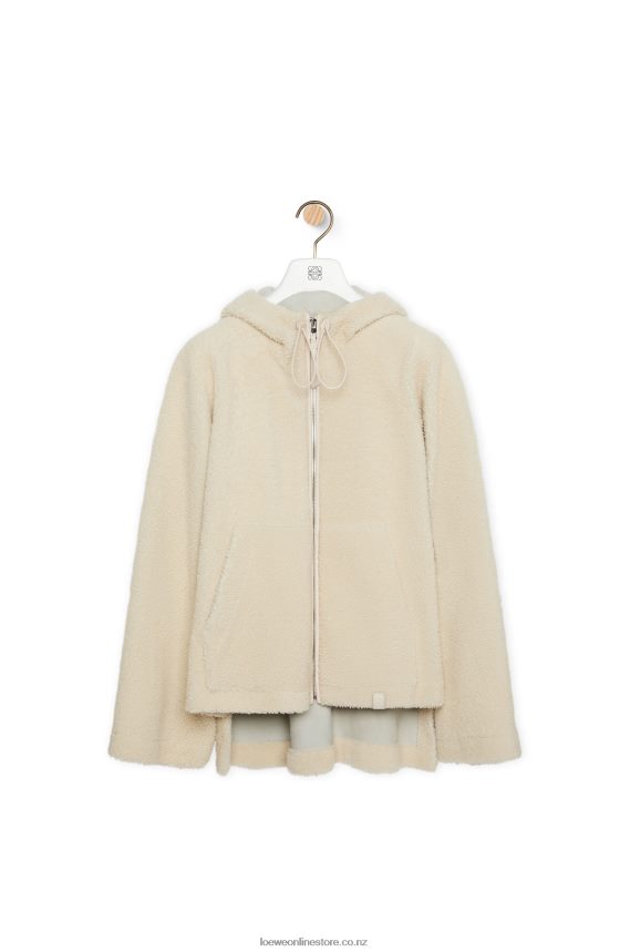 Loewe Women Hooded jacket in shearling Ivory LH60R1127
