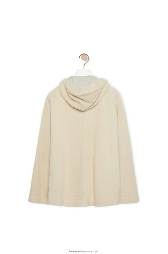 Loewe Women Hooded jacket in shearling Ivory LH60R1127