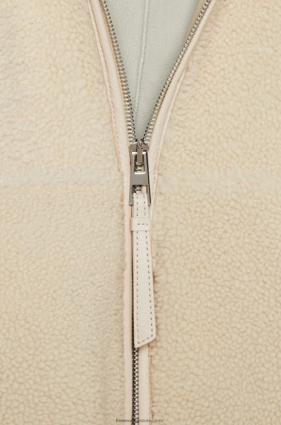 Loewe Women Hooded jacket in shearling Ivory LH60R1127