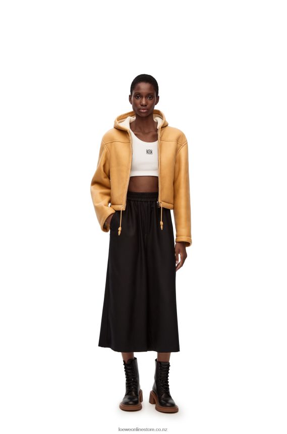 Loewe Women Hooded jacket in shearling White/Gold LH60R1124