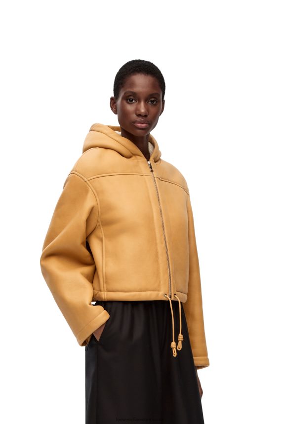 Loewe Women Hooded jacket in shearling White/Gold LH60R1124