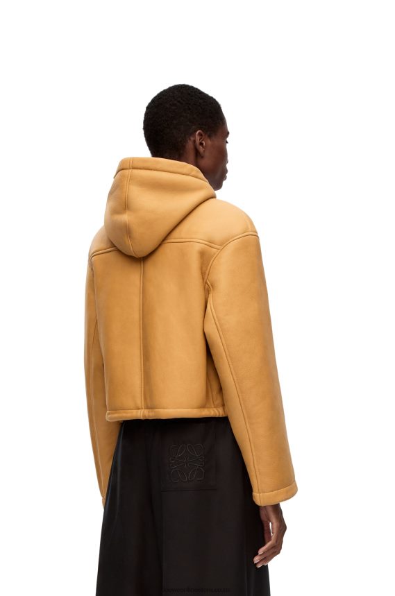 Loewe Women Hooded jacket in shearling White/Gold LH60R1124