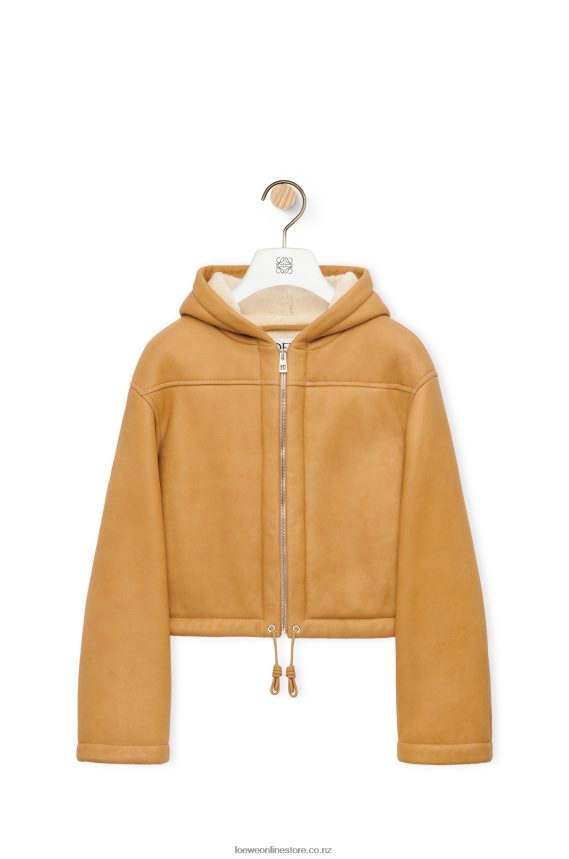 Loewe Women Hooded jacket in shearling White/Gold LH60R1124