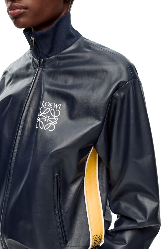 Loewe Women Tracksuit jacket in nappa Navy/Yellow LH60R1121