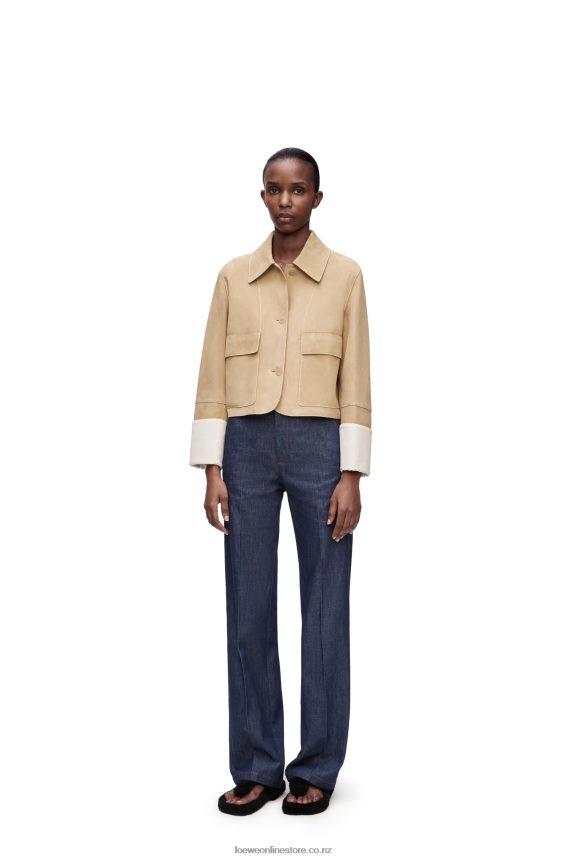 Loewe Women Turn-up jacket in suede Gold LH60R1135