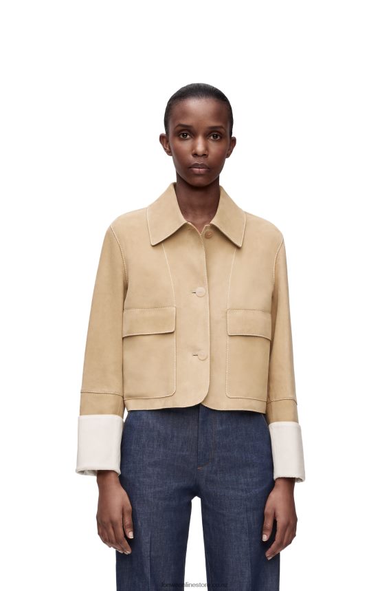 Loewe Women Turn-up jacket in suede Gold LH60R1135