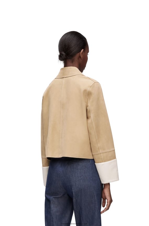 Loewe Women Turn-up jacket in suede Gold LH60R1135
