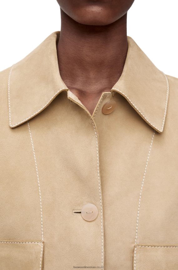Loewe Women Turn-up jacket in suede Gold LH60R1135