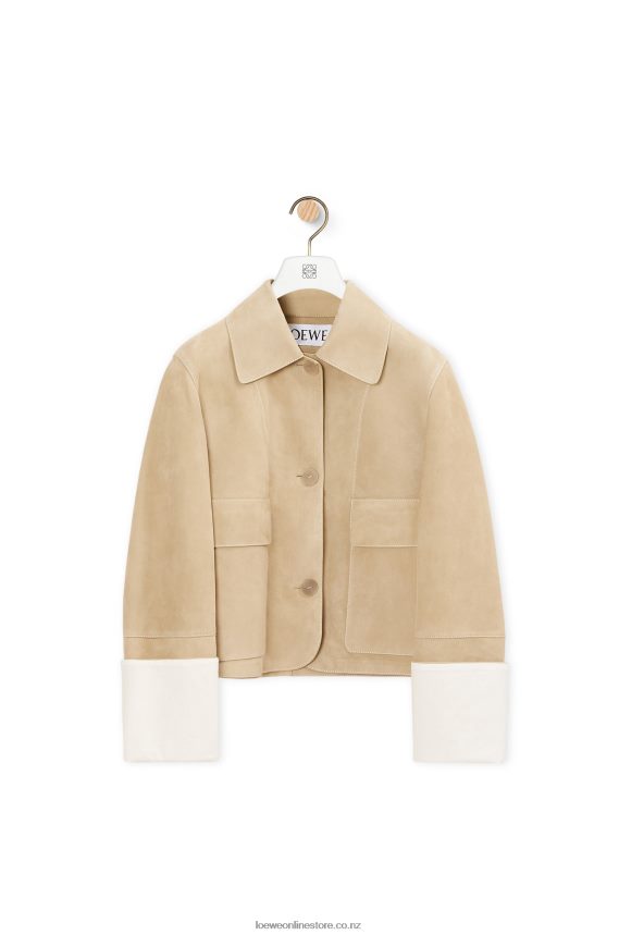 Loewe Women Turn-up jacket in suede Gold LH60R1135
