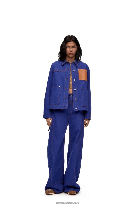 Loewe Women Workwear jacket in denim Bright Blue LH60R1180