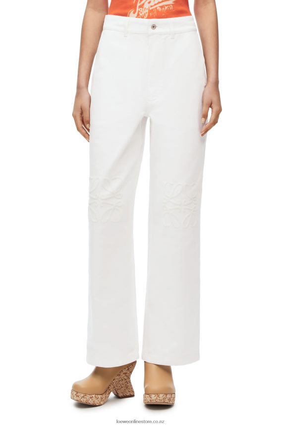 Loewe Women Anagram baggy jeans in denim White LH60R1172