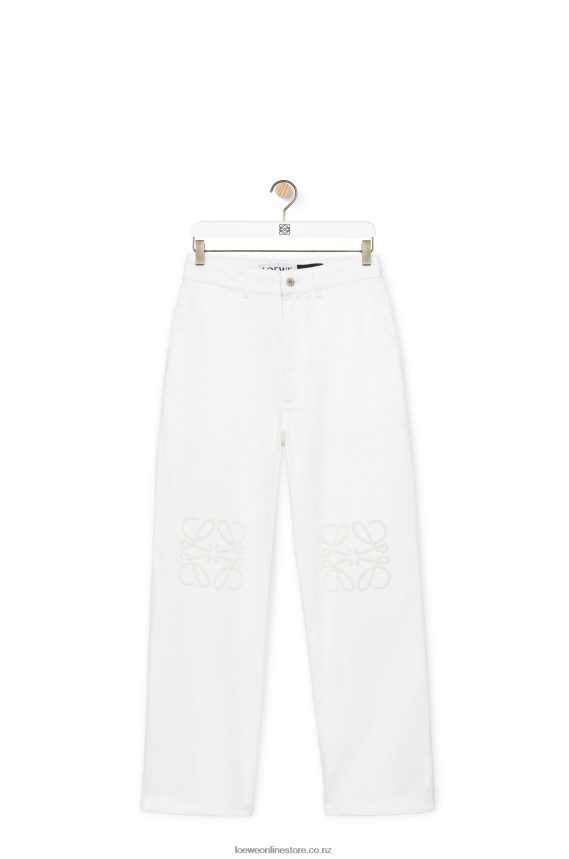 Loewe Women Anagram baggy jeans in denim White LH60R1172