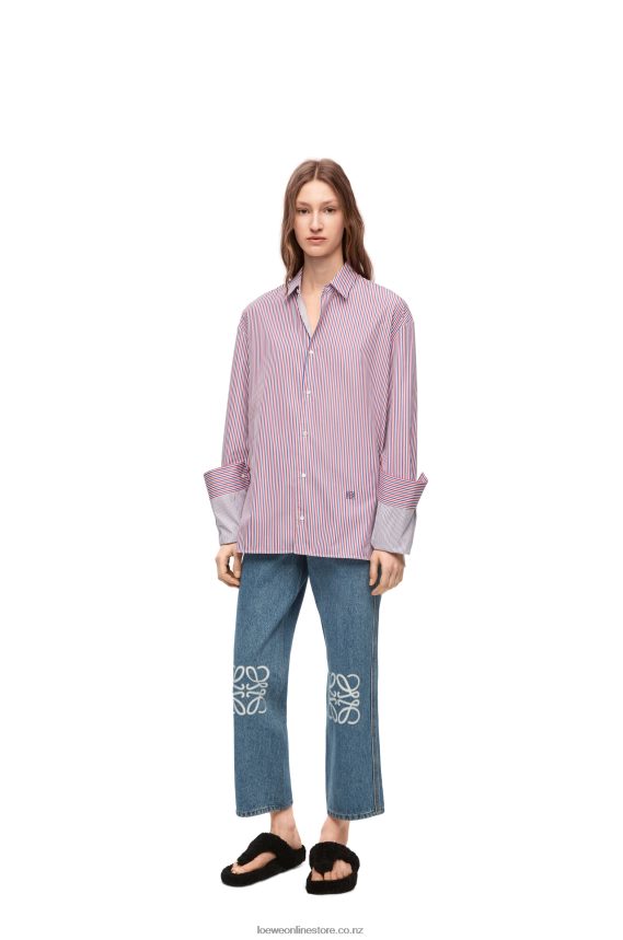 Loewe Women Anagram cropped jeans in denim Mid Blue Denim LH60R1203