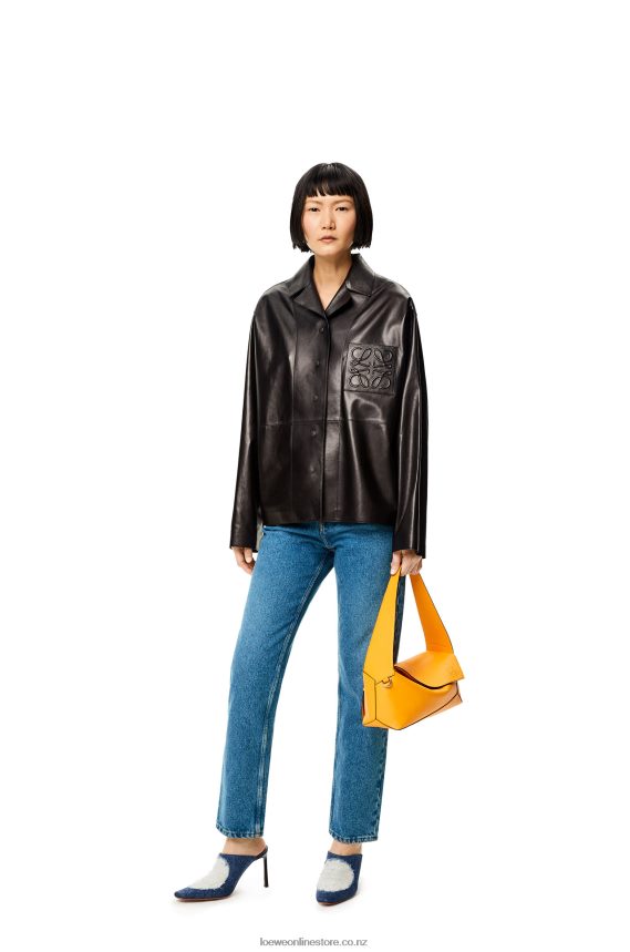 Loewe Women Anagram pocket tapered jeans in stone washed denim Blue Denim LH60R1200