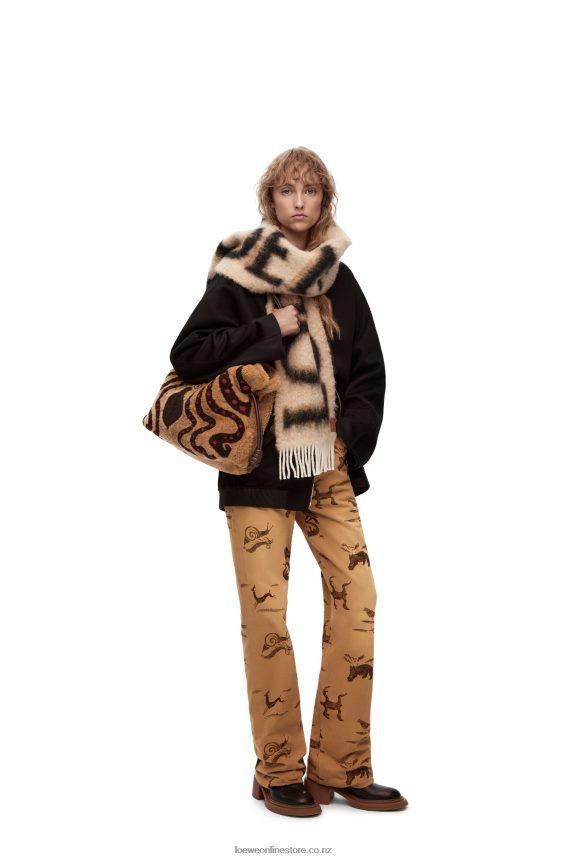 Loewe Women Animal print jeans in denim Light Beige/Brown LH60R1192