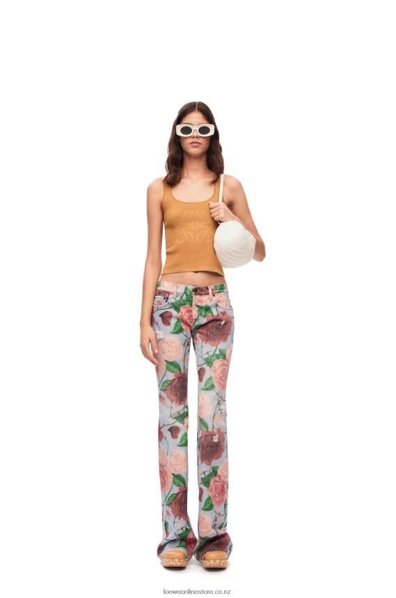 Loewe Women Roses jeans in denim Pink/Red LH60R1166