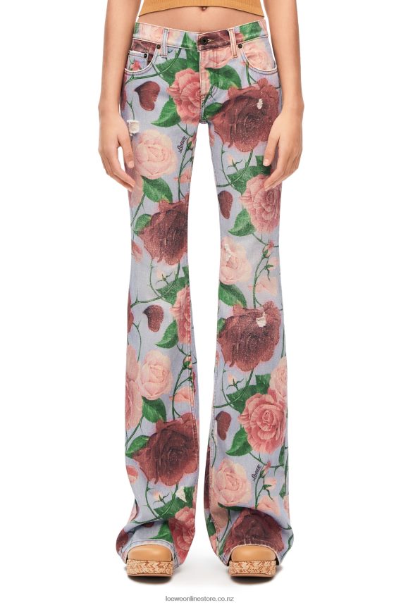 Loewe Women Roses jeans in denim Pink/Red LH60R1166