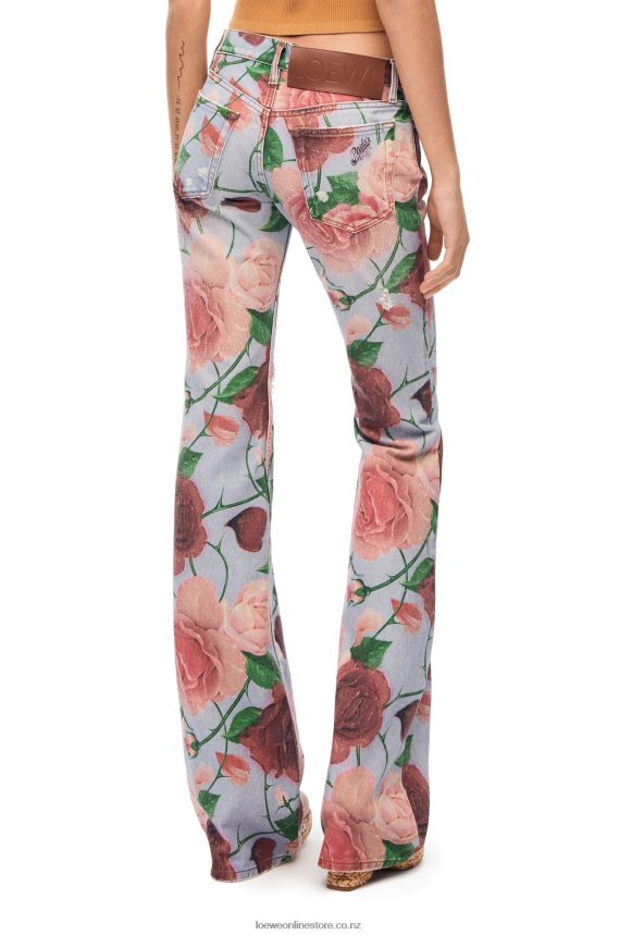 Loewe Women Roses jeans in denim Pink/Red LH60R1166