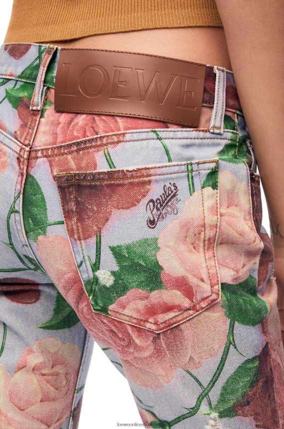 Loewe Women Roses jeans in denim Pink/Red LH60R1166