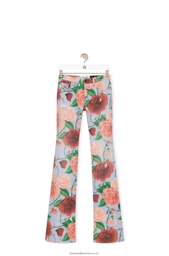 Loewe Women Roses jeans in denim Pink/Red LH60R1166