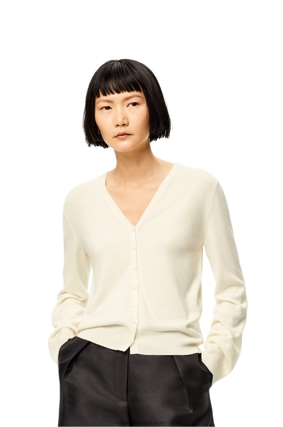 Loewe Women Anagram cardigan in cashmere Soft White LH60R1015