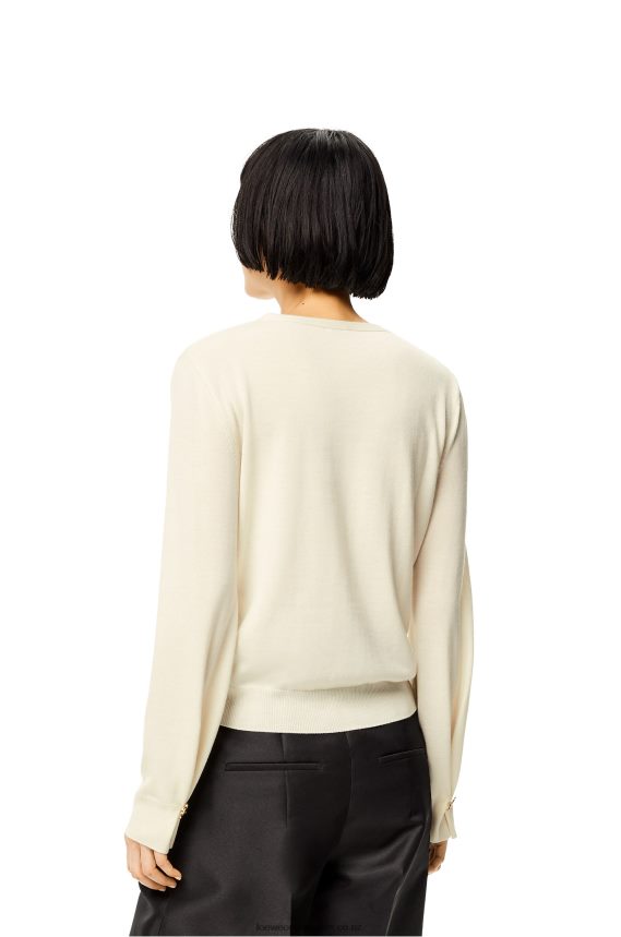 Loewe Women Anagram cardigan in cashmere Soft White LH60R1015