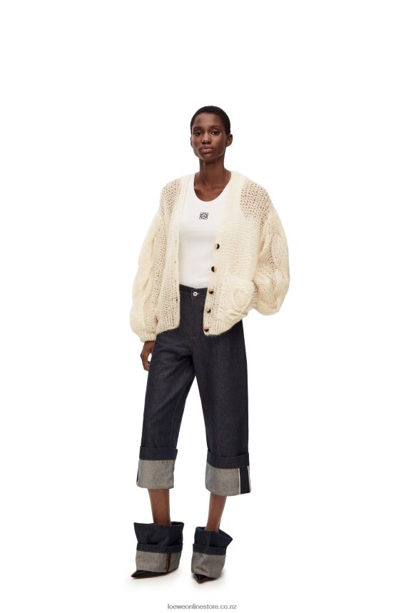 Loewe Women Anagram cardigan in mohair Ecru LH60R984