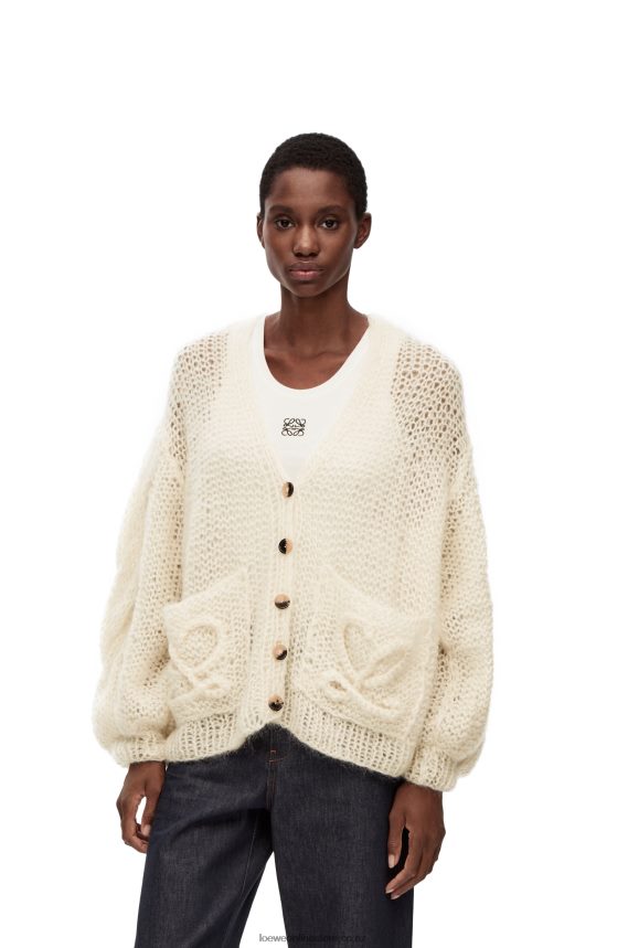 Loewe Women Anagram cardigan in mohair Ecru LH60R984