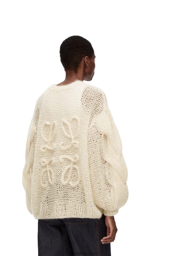 Loewe Women Anagram cardigan in mohair Ecru LH60R984