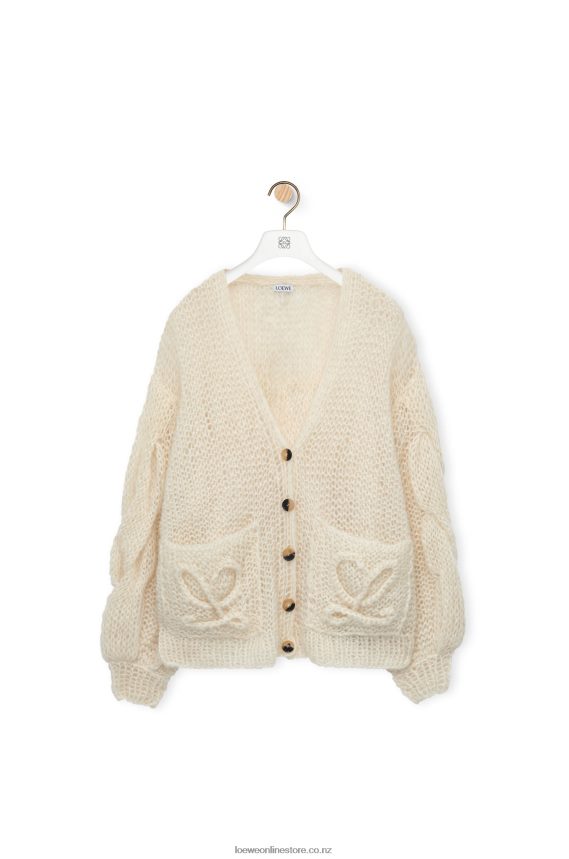 Loewe Women Anagram cardigan in mohair Ecru LH60R984