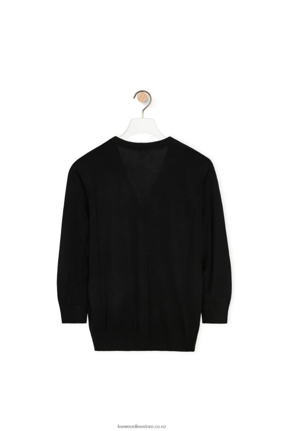Loewe Women Anagram cardigan in wool Black LH60R983