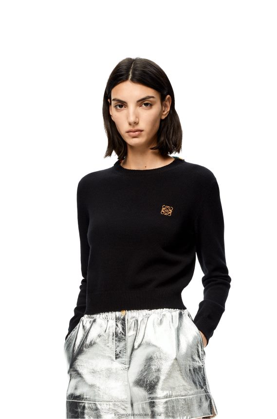 Loewe Women Anagram cropped sweater in wool Black LH60R1008