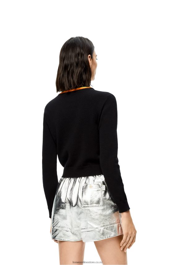 Loewe Women Anagram cropped sweater in wool Black LH60R1008