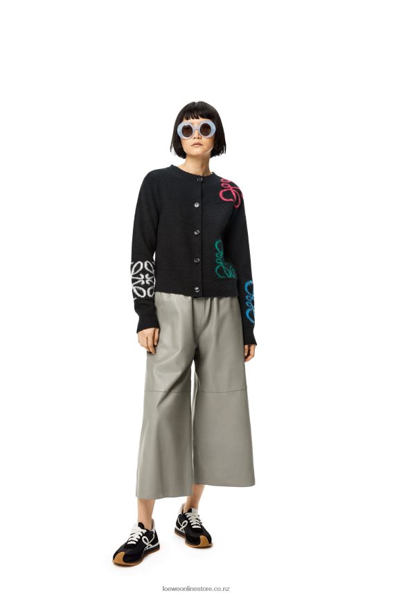 Loewe Women Anagram intarsia cardigan in wool Black/Multicolor LH60R1004