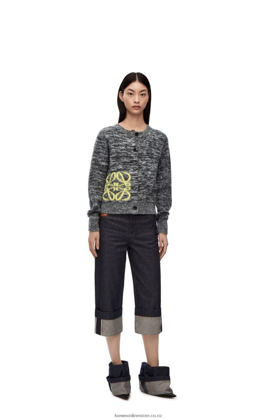 Loewe Women Anagram intarsia cardigan in wool Black/White LH60R990