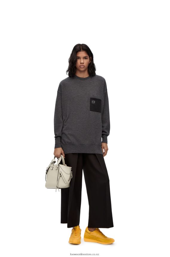 Loewe Women Anagram pocket sweater in wool Dark Grey LH60R991