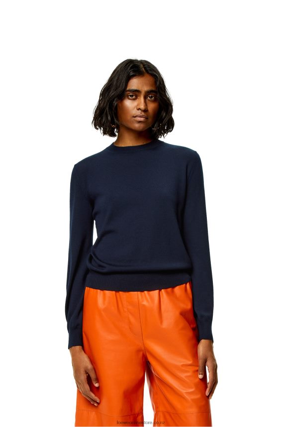 Loewe Women Anagram sweater in cashmere Navy Blue LH60R1014