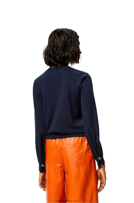 Loewe Women Anagram sweater in cashmere Navy Blue LH60R1014