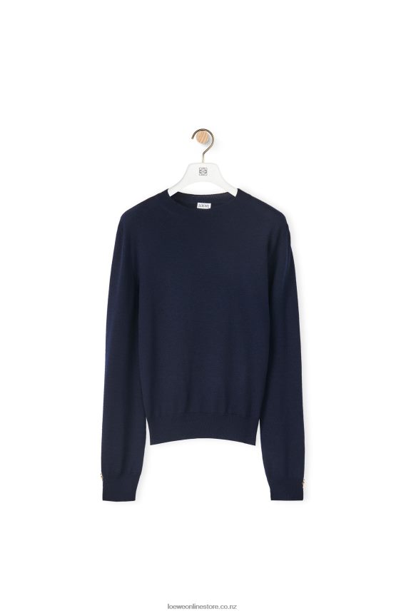 Loewe Women Anagram sweater in cashmere Navy Blue LH60R1014