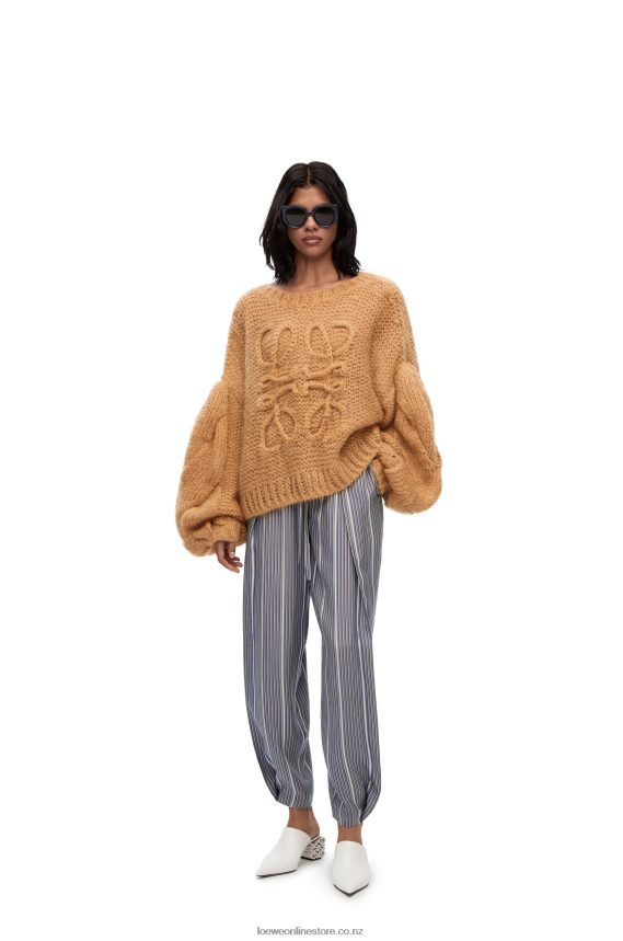 Loewe Women Anagram sweater in mohair Light Camel LH60R967