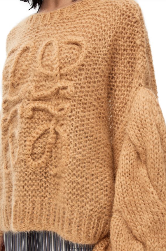 Loewe Women Anagram sweater in mohair Light Camel LH60R967