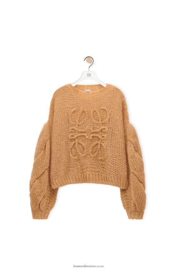 Loewe Women Anagram sweater in mohair Light Camel LH60R967