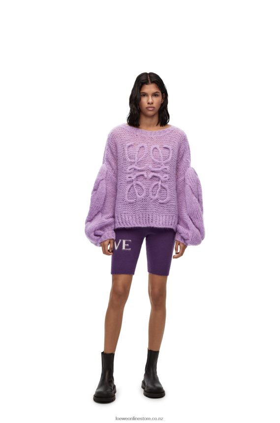 Loewe Women Anagram sweater in mohair Parma Violet LH60R1019