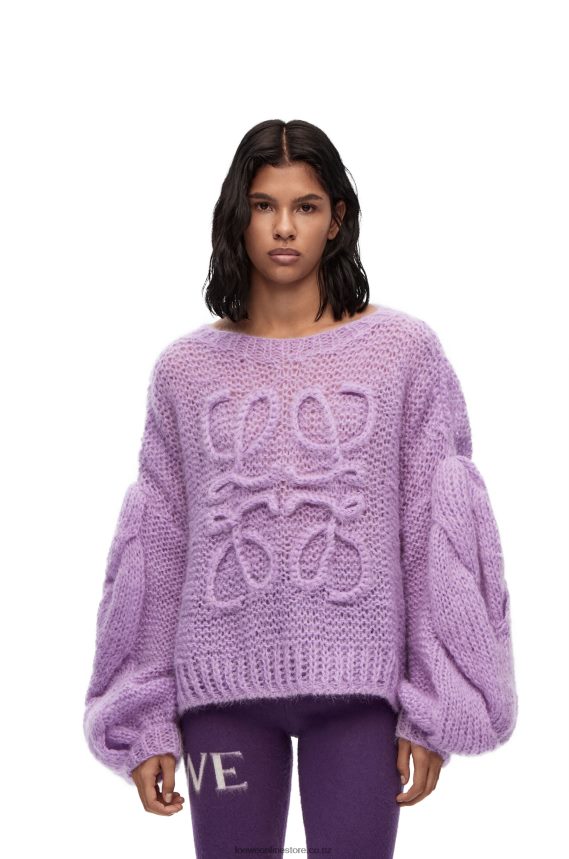 Loewe Women Anagram sweater in mohair Parma Violet LH60R1019