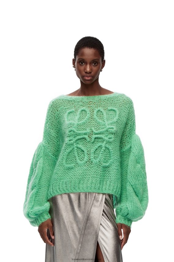 Loewe Women Anagram sweater in mohair Water Green LH60R966