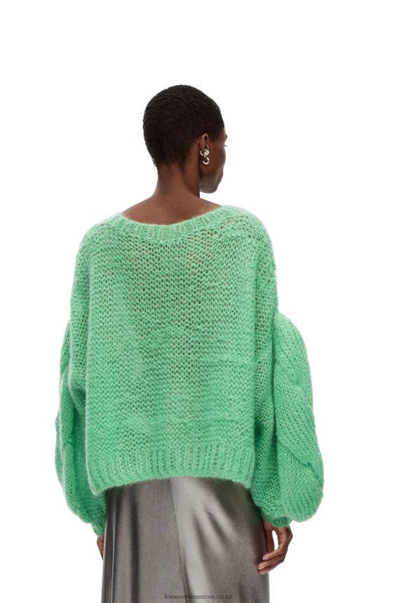 Loewe Women Anagram sweater in mohair Water Green LH60R966