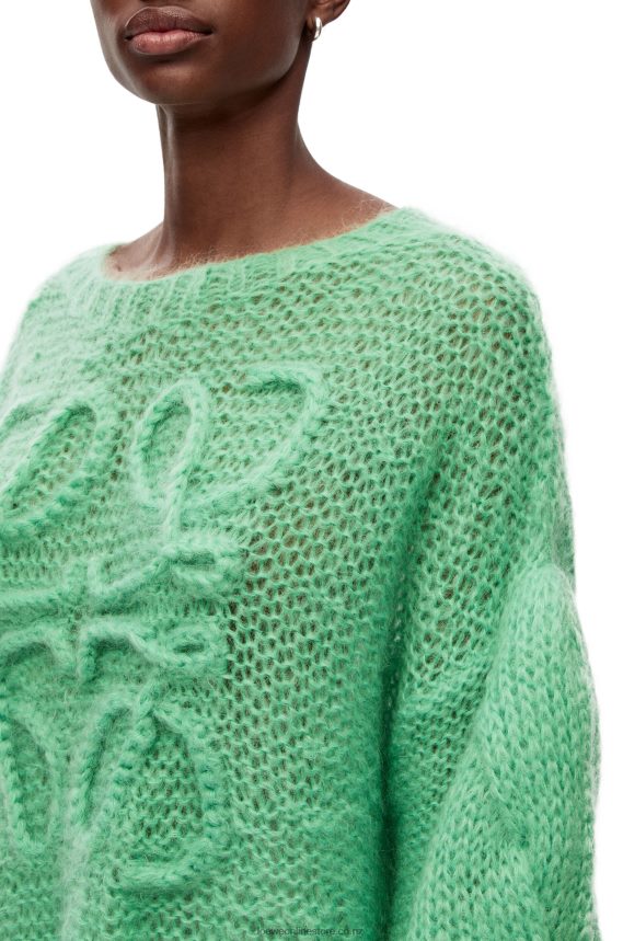 Loewe Women Anagram sweater in mohair Water Green LH60R966